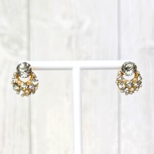 Earrings Crescent Drop Studs with Faux Pearls and Rhinestones New
